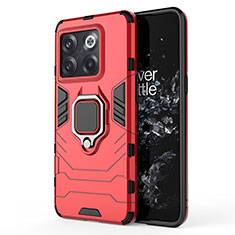 Funda Bumper Silicona y Plastico Mate Carcasa con Magnetico Anillo de dedo Soporte KC2 para OnePlus Ace Pro 5G Rojo