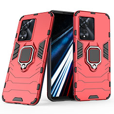 Funda Bumper Silicona y Plastico Mate Carcasa con Magnetico Anillo de dedo Soporte KC2 para Oppo A18 Rojo