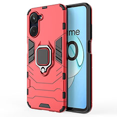 Funda Bumper Silicona y Plastico Mate Carcasa con Magnetico Anillo de dedo Soporte KC2 para Realme 10 4G Rojo