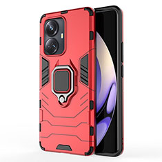 Funda Bumper Silicona y Plastico Mate Carcasa con Magnetico Anillo de dedo Soporte KC2 para Realme 10 Pro+ Plus 5G Rojo