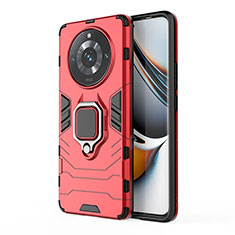 Funda Bumper Silicona y Plastico Mate Carcasa con Magnetico Anillo de dedo Soporte KC2 para Realme 11 Pro 5G Rojo