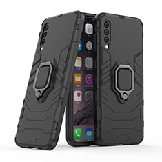 Funda Bumper Silicona y Plastico Mate Carcasa con Magnetico Anillo de dedo Soporte KC2 para Samsung Galaxy A50 Negro