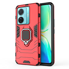 Funda Bumper Silicona y Plastico Mate Carcasa con Magnetico Anillo de dedo Soporte KC2 para Vivo iQOO Z6 Pro 5G Rojo