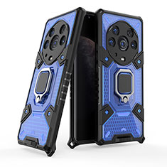 Funda Bumper Silicona y Plastico Mate Carcasa con Magnetico Anillo de dedo Soporte KC3 para Huawei Honor Magic3 Pro+ Plus 5G Azul