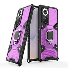 Funda Bumper Silicona y Plastico Mate Carcasa con Magnetico Anillo de dedo Soporte KC3 para Huawei Nova 9 Pro Morado