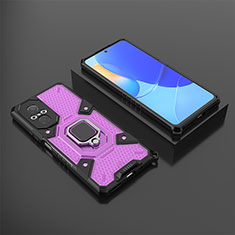 Funda Bumper Silicona y Plastico Mate Carcasa con Magnetico Anillo de dedo Soporte KC3 para Huawei Nova 9 SE Morado