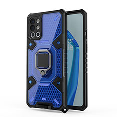 Funda Bumper Silicona y Plastico Mate Carcasa con Magnetico Anillo de dedo Soporte KC3 para OnePlus 9R 5G Azul