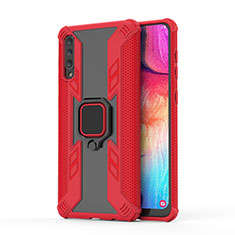 Funda Bumper Silicona y Plastico Mate Carcasa con Magnetico Anillo de dedo Soporte KC3 para Samsung Galaxy A30S Rojo