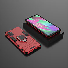 Funda Bumper Silicona y Plastico Mate Carcasa con Magnetico Anillo de dedo Soporte KC3 para Samsung Galaxy A41 Rojo