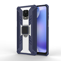 Funda Bumper Silicona y Plastico Mate Carcasa con Magnetico Anillo de dedo Soporte KC3 para Xiaomi Poco M2 Pro Azul