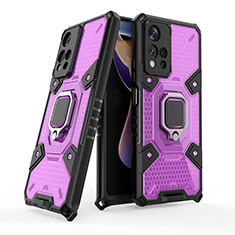 Funda Bumper Silicona y Plastico Mate Carcasa con Magnetico Anillo de dedo Soporte KC3 para Xiaomi Poco X4 NFC Morado