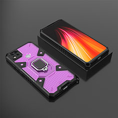 Funda Bumper Silicona y Plastico Mate Carcasa con Magnetico Anillo de dedo Soporte KC3 para Xiaomi Redmi 9 Activ Morado