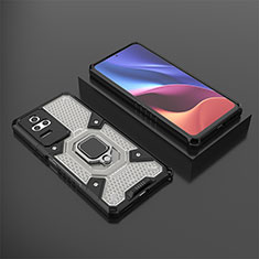 Funda Bumper Silicona y Plastico Mate Carcasa con Magnetico Anillo de dedo Soporte KC3 para Xiaomi Redmi K50 5G Negro