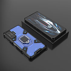 Funda Bumper Silicona y Plastico Mate Carcasa con Magnetico Anillo de dedo Soporte KC3 para Xiaomi Redmi K50 Gaming AMG F1 5G Azul