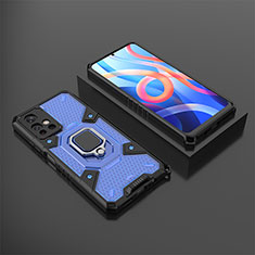 Funda Bumper Silicona y Plastico Mate Carcasa con Magnetico Anillo de dedo Soporte KC3 para Xiaomi Redmi Note 11 5G Azul