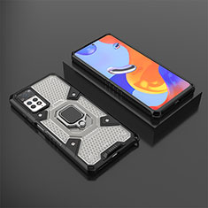 Funda Bumper Silicona y Plastico Mate Carcasa con Magnetico Anillo de dedo Soporte KC3 para Xiaomi Redmi Note 11 Pro 5G Negro