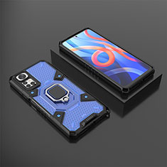 Funda Bumper Silicona y Plastico Mate Carcasa con Magnetico Anillo de dedo Soporte KC3 para Xiaomi Redmi Note 11S 4G Azul