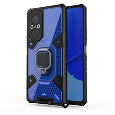 Funda Bumper Silicona y Plastico Mate Carcasa con Magnetico Anillo de dedo Soporte KC4 para Huawei Honor 50 SE 5G Azul