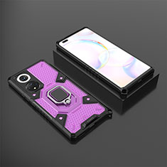 Funda Bumper Silicona y Plastico Mate Carcasa con Magnetico Anillo de dedo Soporte KC4 para Huawei Nova 9 Pro Morado