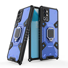 Funda Bumper Silicona y Plastico Mate Carcasa con Magnetico Anillo de dedo Soporte KC4 para OnePlus 9R 5G Azul