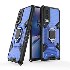 Funda Bumper Silicona y Plastico Mate Carcasa con Magnetico Anillo de dedo Soporte KC4 para OnePlus Nord 2 5G Azul