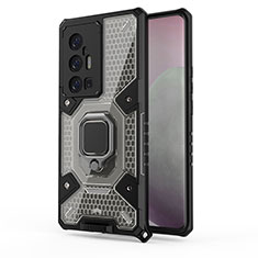 Funda Bumper Silicona y Plastico Mate Carcasa con Magnetico Anillo de dedo Soporte KC4 para Vivo X70 Pro+ Plus 5G Negro