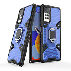 Funda Bumper Silicona y Plastico Mate Carcasa con Magnetico Anillo de dedo Soporte KC4 para Xiaomi Redmi Note 11 Pro 4G Azul