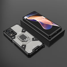 Funda Bumper Silicona y Plastico Mate Carcasa con Magnetico Anillo de dedo Soporte KC4 para Xiaomi Redmi Note 11 Pro+ Plus 5G Negro
