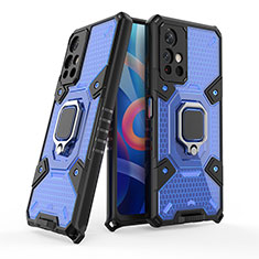 Funda Bumper Silicona y Plastico Mate Carcasa con Magnetico Anillo de dedo Soporte KC4 para Xiaomi Redmi Note 11S 5G Azul