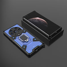 Funda Bumper Silicona y Plastico Mate Carcasa con Magnetico Anillo de dedo Soporte KC5 para Huawei Honor Magic3 Pro+ Plus 5G Azul