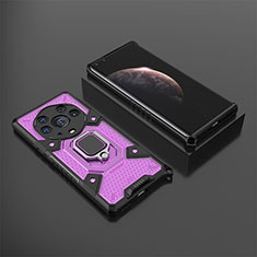 Funda Bumper Silicona y Plastico Mate Carcasa con Magnetico Anillo de dedo Soporte KC5 para Huawei Honor Magic3 Pro+ Plus 5G Morado