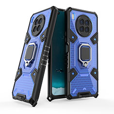 Funda Bumper Silicona y Plastico Mate Carcasa con Magnetico Anillo de dedo Soporte KC5 para Huawei Nova 8i Azul