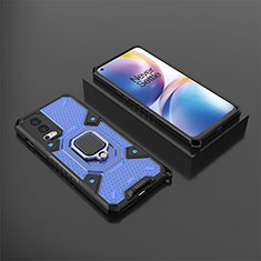 Funda Bumper Silicona y Plastico Mate Carcasa con Magnetico Anillo de dedo Soporte KC5 para OnePlus Nord 2 5G Azul