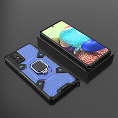 Funda Bumper Silicona y Plastico Mate Carcasa con Magnetico Anillo de dedo Soporte KC5 para Samsung Galaxy A71 5G Azul