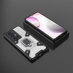 Funda Bumper Silicona y Plastico Mate Carcasa con Magnetico Anillo de dedo Soporte KC5 para Vivo X70 Pro+ Plus 5G Blanco