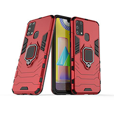 Funda Bumper Silicona y Plastico Mate Carcasa con Magnetico Anillo de dedo Soporte KC6 para Samsung Galaxy M31 Prime Edition Rojo