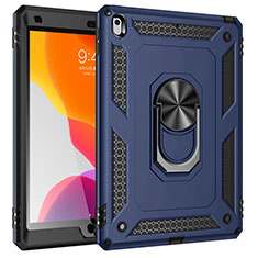 Funda Bumper Silicona y Plastico Mate Carcasa con Magnetico Anillo de dedo Soporte MQ1 para Apple iPad 10.2 (2019) Azul