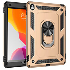 Funda Bumper Silicona y Plastico Mate Carcasa con Magnetico Anillo de dedo Soporte MQ1 para Apple iPad 10.2 (2019) Oro