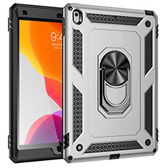 Funda Bumper Silicona y Plastico Mate Carcasa con Magnetico Anillo de dedo Soporte MQ1 para Apple iPad 10.2 (2019) Plata