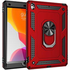 Funda Bumper Silicona y Plastico Mate Carcasa con Magnetico Anillo de dedo Soporte MQ1 para Apple iPad 10.2 (2019) Rojo