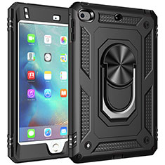 Funda Bumper Silicona y Plastico Mate Carcasa con Magnetico Anillo de dedo Soporte MQ1 para Apple iPad Mini 4 Negro