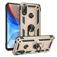 Funda Bumper Silicona y Plastico Mate Carcasa con Magnetico Anillo de dedo Soporte MQ1 para Motorola Moto E7 Power Oro