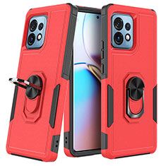 Funda Bumper Silicona y Plastico Mate Carcasa con Magnetico Anillo de dedo Soporte MQ1 para Motorola Moto Edge 40 Pro 5G Rojo