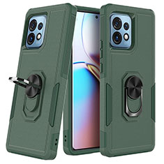 Funda Bumper Silicona y Plastico Mate Carcasa con Magnetico Anillo de dedo Soporte MQ1 para Motorola Moto Edge 40 Pro 5G Verde Noche