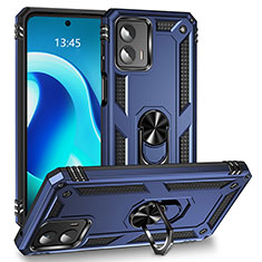 Funda Bumper Silicona y Plastico Mate Carcasa con Magnetico Anillo de dedo Soporte MQ1 para Motorola Moto G 5G (2023) Azul