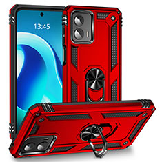 Funda Bumper Silicona y Plastico Mate Carcasa con Magnetico Anillo de dedo Soporte MQ1 para Motorola Moto G 5G (2023) Rojo