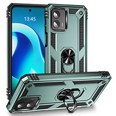 Funda Bumper Silicona y Plastico Mate Carcasa con Magnetico Anillo de dedo Soporte MQ1 para Motorola Moto G 5G (2023) Verde