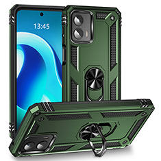 Funda Bumper Silicona y Plastico Mate Carcasa con Magnetico Anillo de dedo Soporte MQ1 para Motorola Moto G 5G (2023) Verde Noche