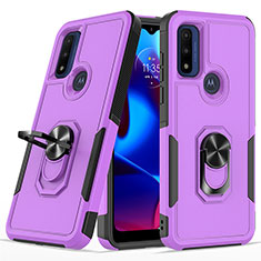 Funda Bumper Silicona y Plastico Mate Carcasa con Magnetico Anillo de dedo Soporte MQ1 para Motorola Moto G Play Gen 2 Morado