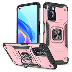 Funda Bumper Silicona y Plastico Mate Carcasa con Magnetico Anillo de dedo Soporte MQ1 para Oppo A36 Oro Rosa